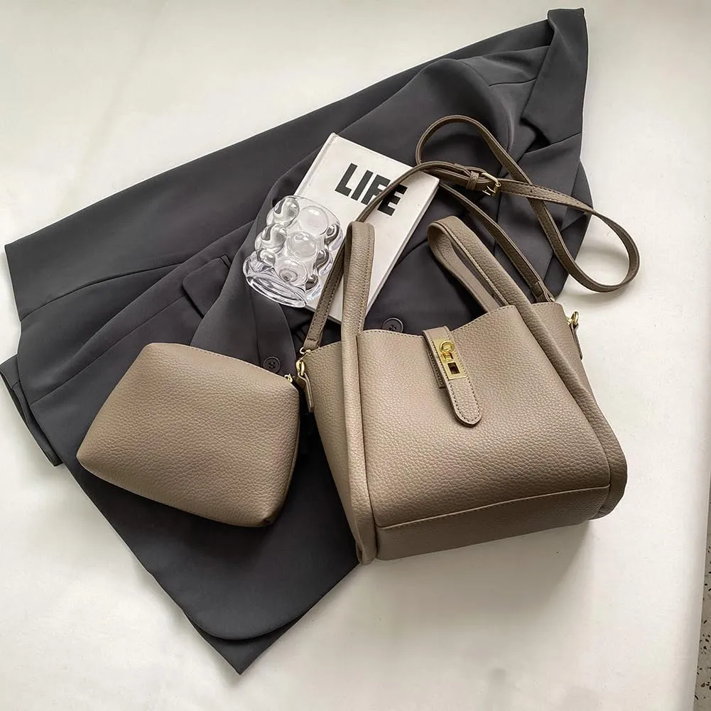 Bucket Bag for Women Leather Bucket Bags Trendy Bucket Purse Vintage Shoulder Bag Women's Tote Bags Handbags with Small Purse