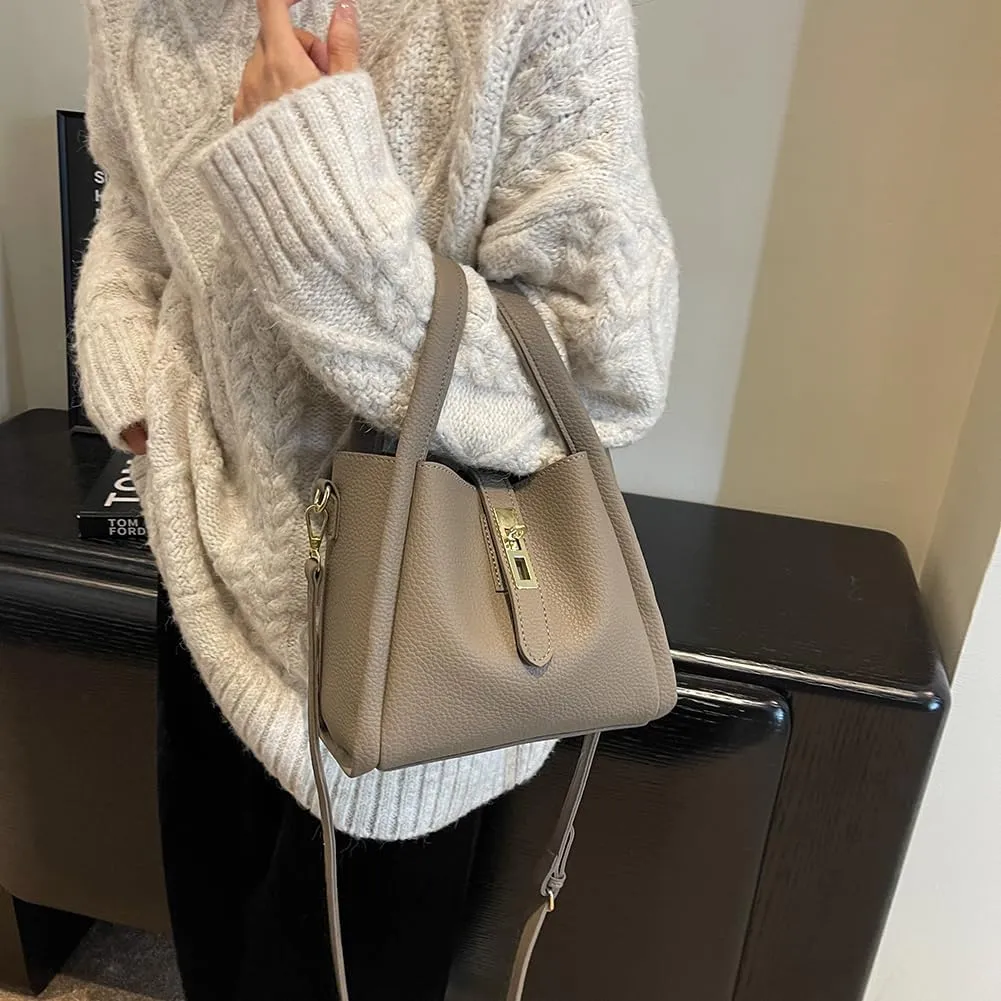 Bucket Bag for Women Leather Bucket Bags Trendy Bucket Purse Vintage Shoulder Bag Women's Tote Bags Handbags with Small Purse