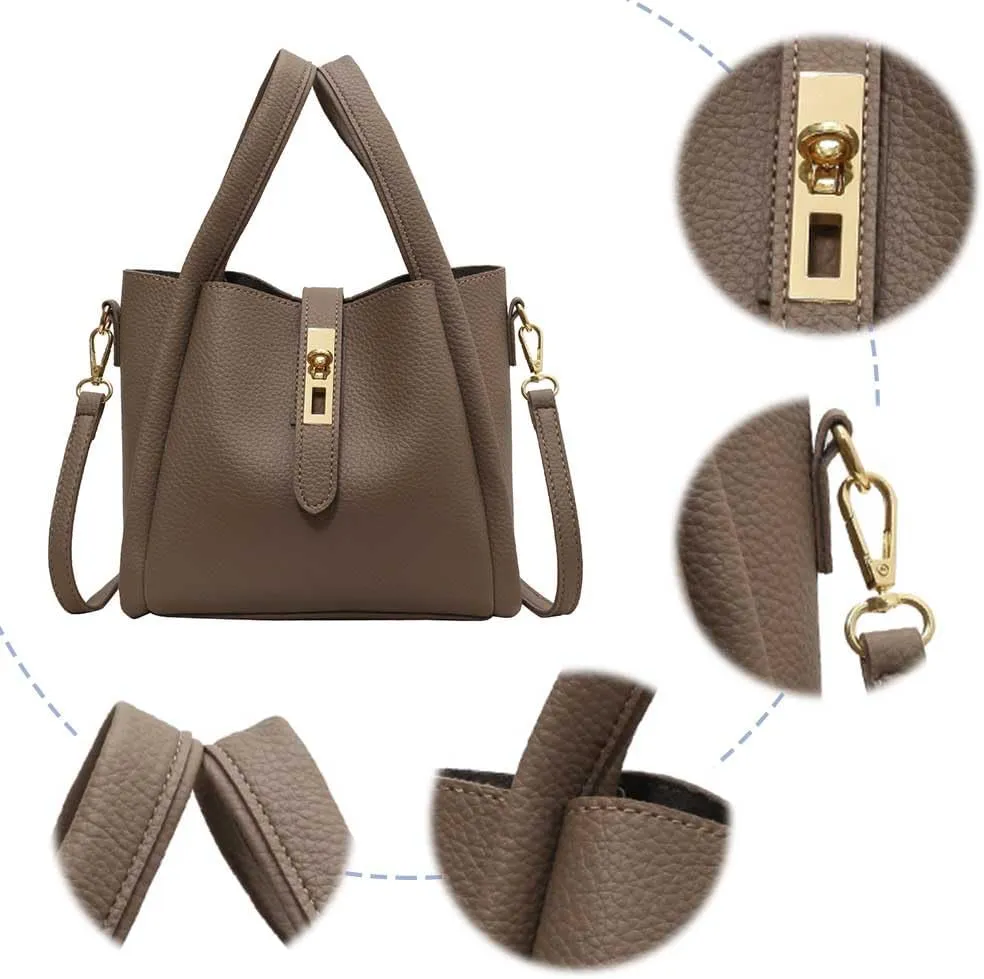 Bucket Bag for Women Leather Bucket Bags Trendy Bucket Purse Vintage Shoulder Bag Women's Tote Bags Handbags with Small Purse