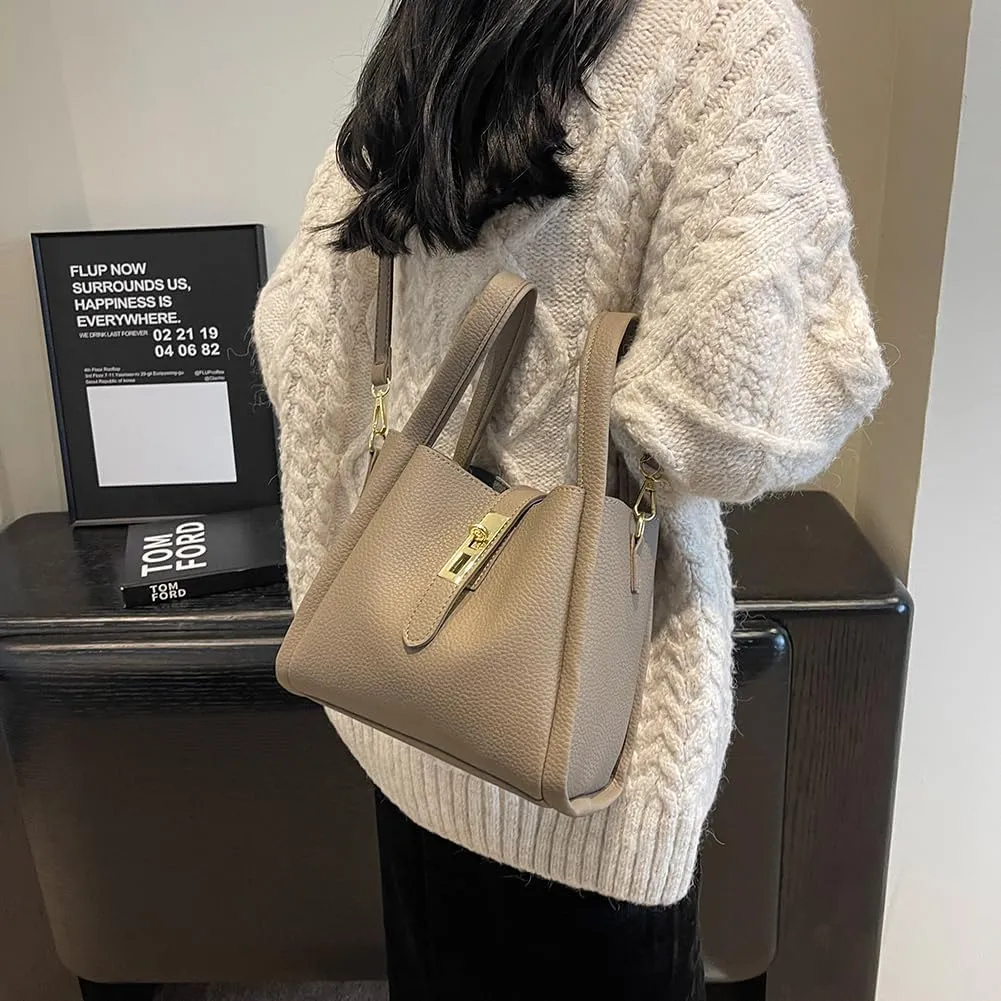 Bucket Bag for Women Leather Bucket Bags Trendy Bucket Purse Vintage Shoulder Bag Women's Tote Bags Handbags with Small Purse