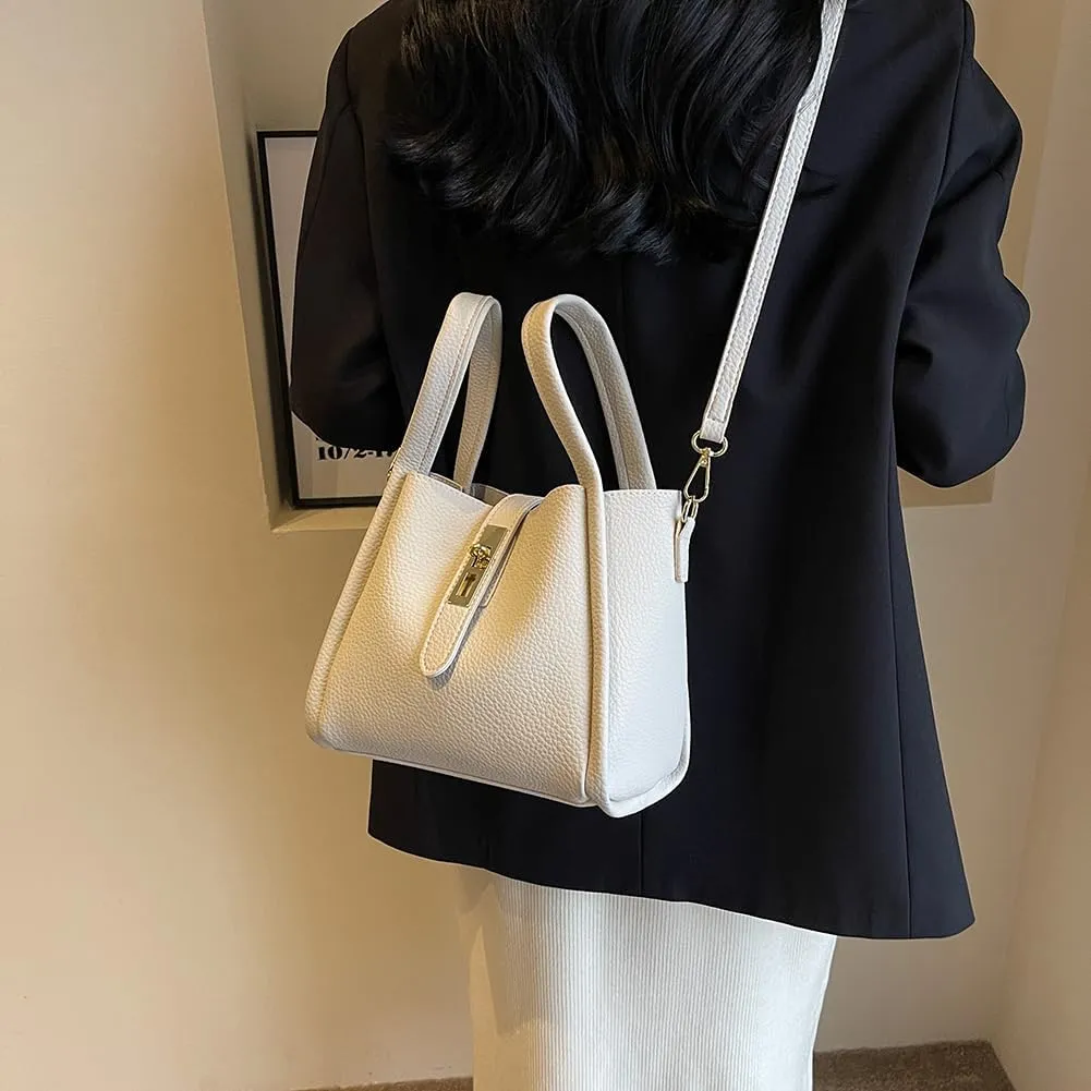 Bucket Bags for Women - Leather Crossbody Bucket Purse Small Handbag Trendy Vintage Shoulder Bag with Small Purse