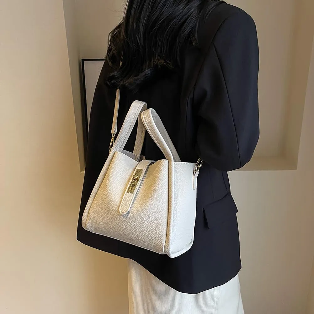Bucket Bags for Women - Leather Crossbody Bucket Purse Small Handbag Trendy Vintage Shoulder Bag with Small Purse