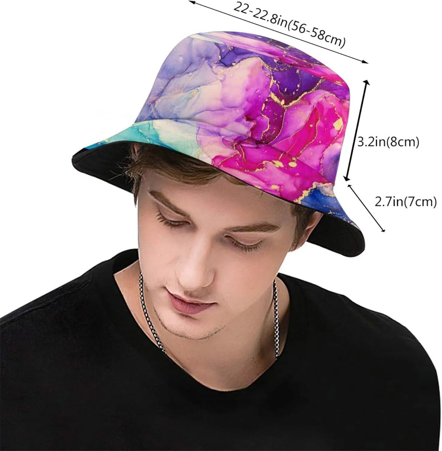 Bucket Hat for Women Men, Summer Print Hat Travel Packable Sun Cap Outdoor Hat for Women and Men