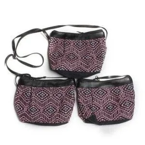 BUNDLE: 3 Piece Leather Geometric Embroidered Crossbody Bag