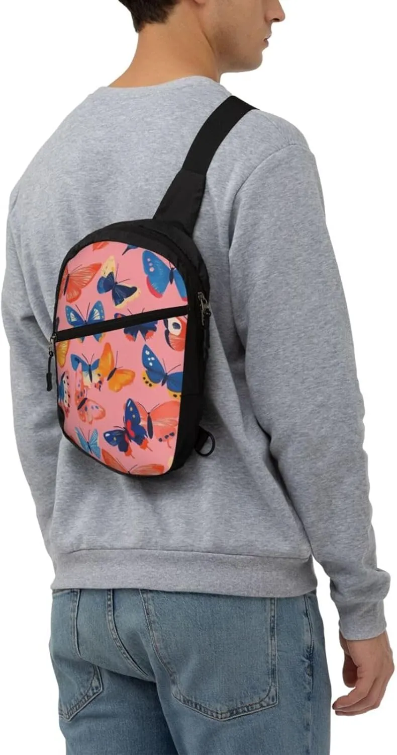 Butterfly Print Crossbody Bags For Women, Sling Bag For Men, Hiking Backpack Lightweight For Casual Outdoor Travel