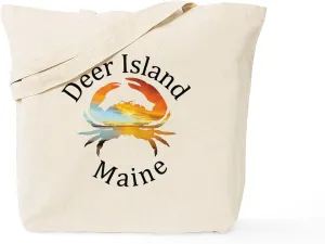 CafePress Deer Island Maine Reusable Natural Beige Canvas Shopping Bag