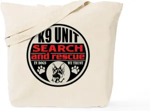 CafePress K9 Unit Search And Rescue Tote Bag Natural Canvas Tote Bag, Reusable Shopping Bag