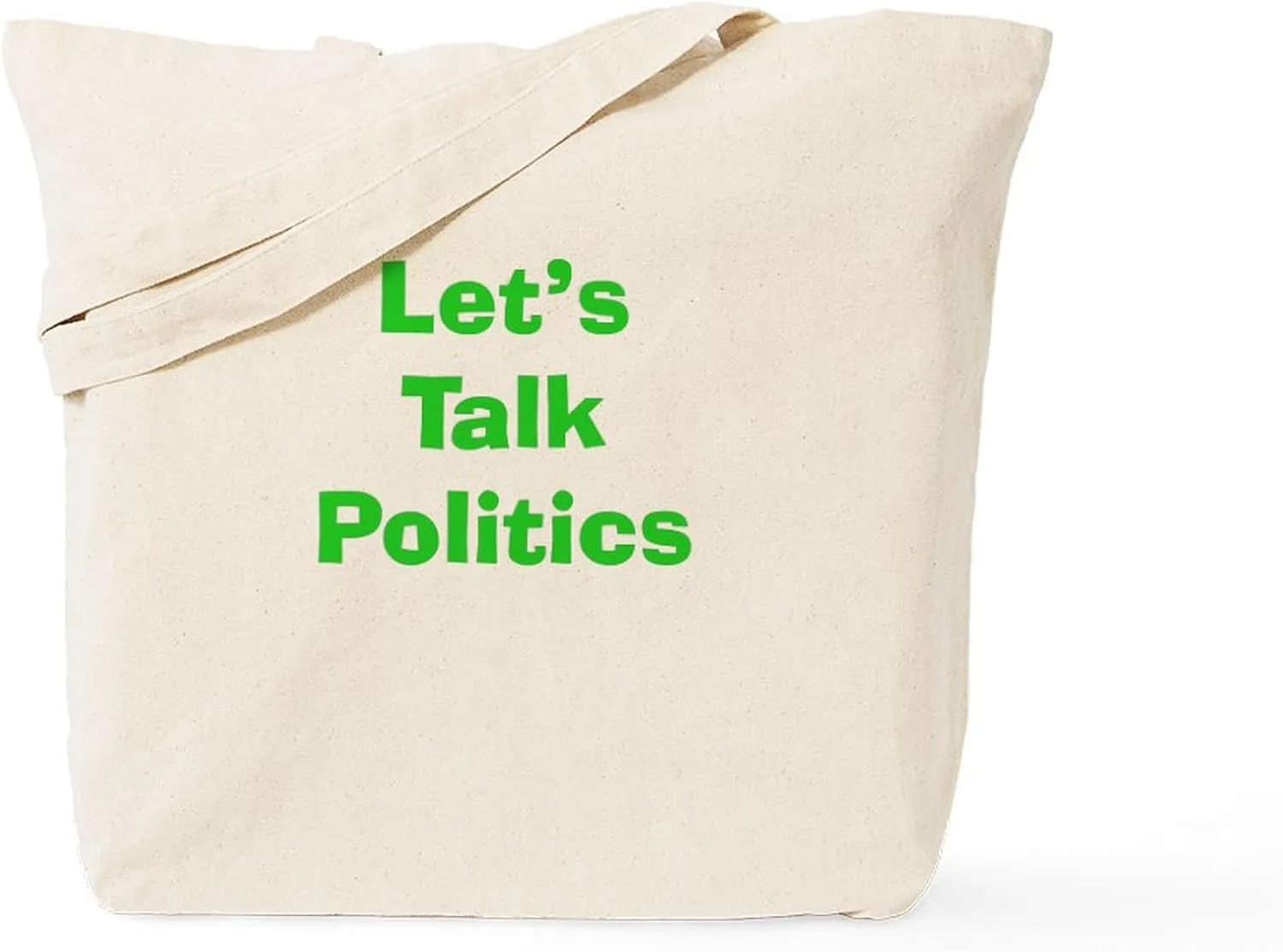 CafePress Let's Talk Politics Tote Bag Natural Canvas Tote Bag, Reusable Shopping Bag