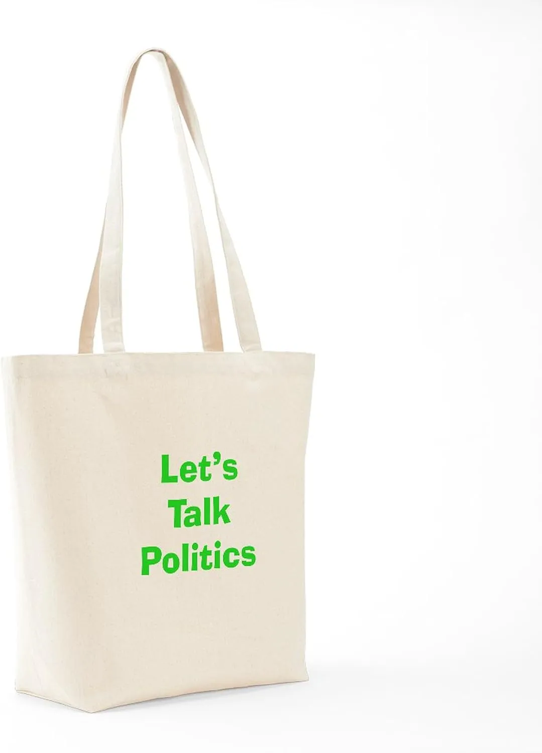 CafePress Let's Talk Politics Tote Bag Natural Canvas Tote Bag, Reusable Shopping Bag
