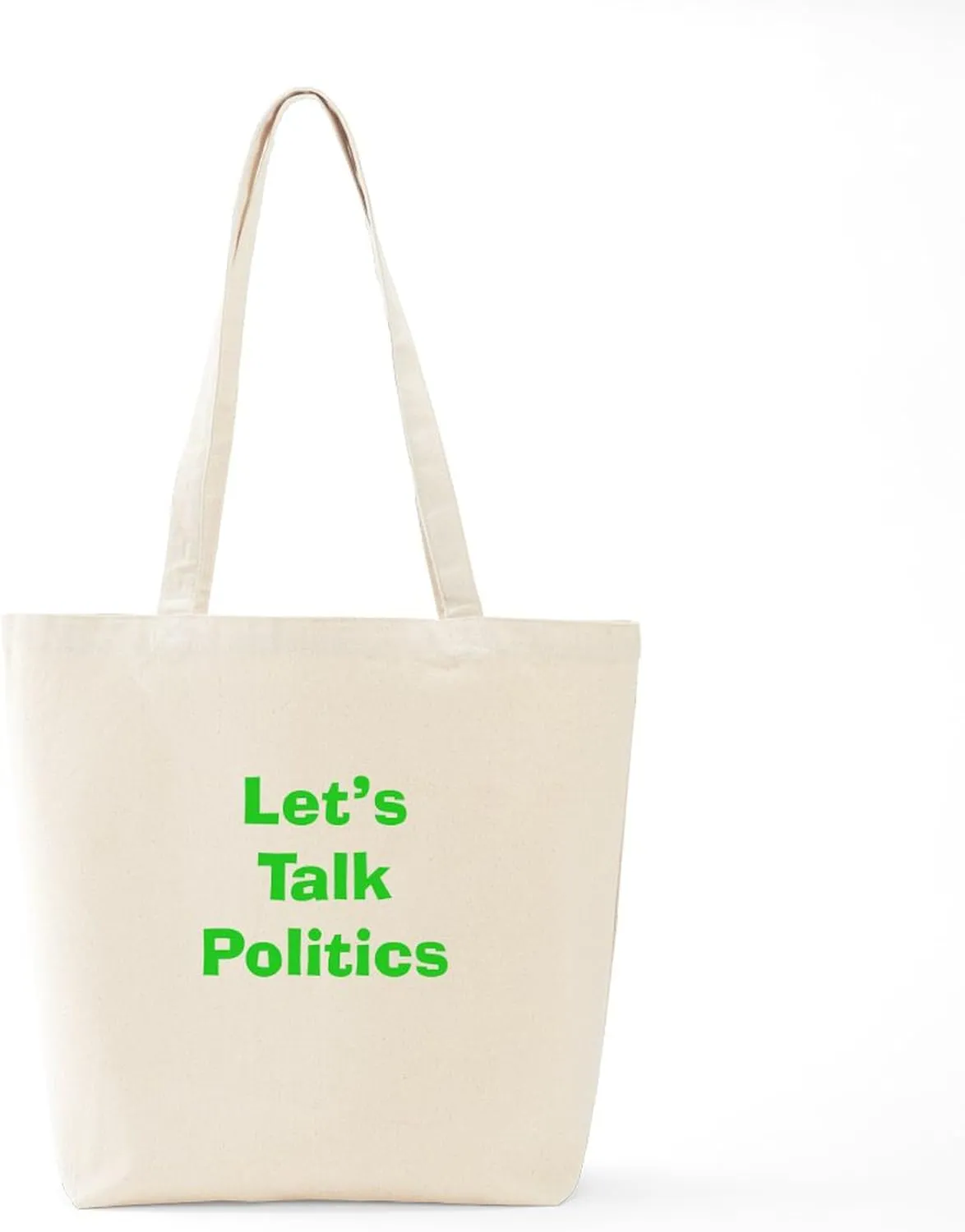 CafePress Let's Talk Politics Tote Bag Natural Canvas Tote Bag, Reusable Shopping Bag