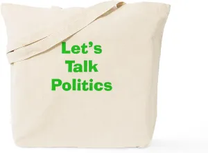 CafePress Let's Talk Politics Tote Bag Natural Canvas Tote Bag, Reusable Shopping Bag