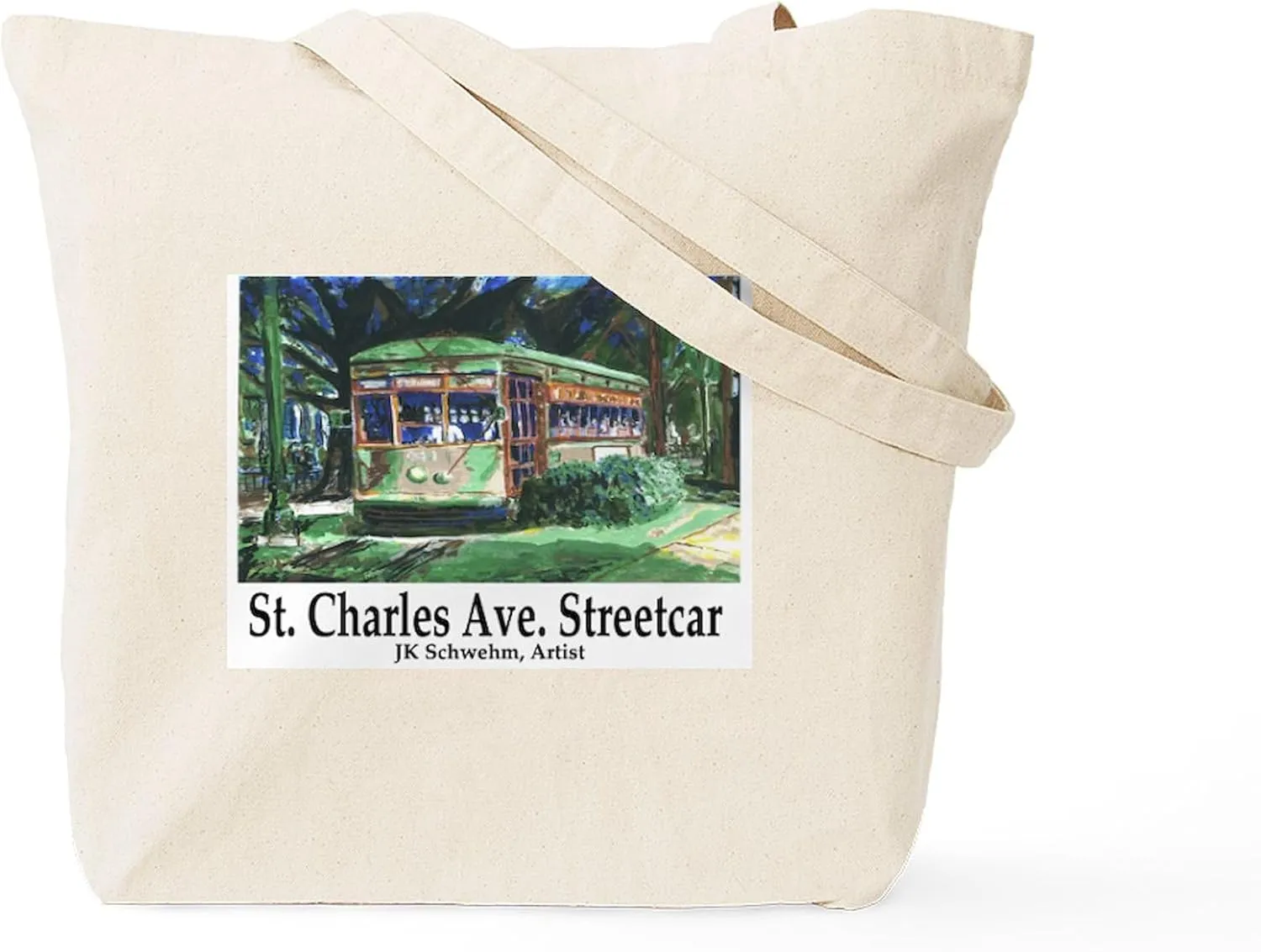 CafePress St. Charles Streetcar Tote Bag Reusable Natural Beige Canvas Shopping Bag