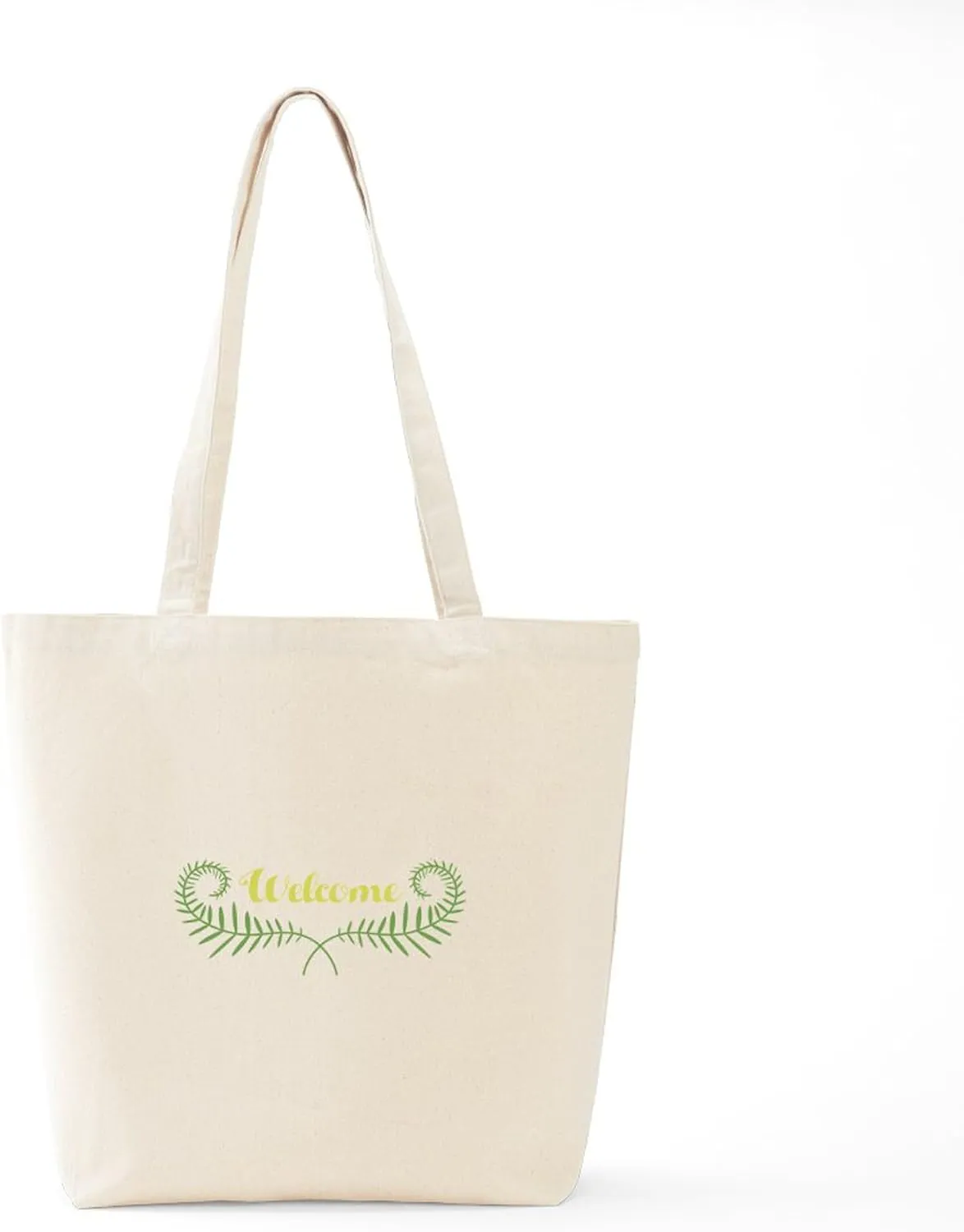 CafePress Welcome Fern Tote Bag Reusable Natural Beige Canvas Shopping Bag