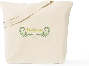 CafePress Welcome Fern Tote Bag Reusable Natural Beige Canvas Shopping Bag