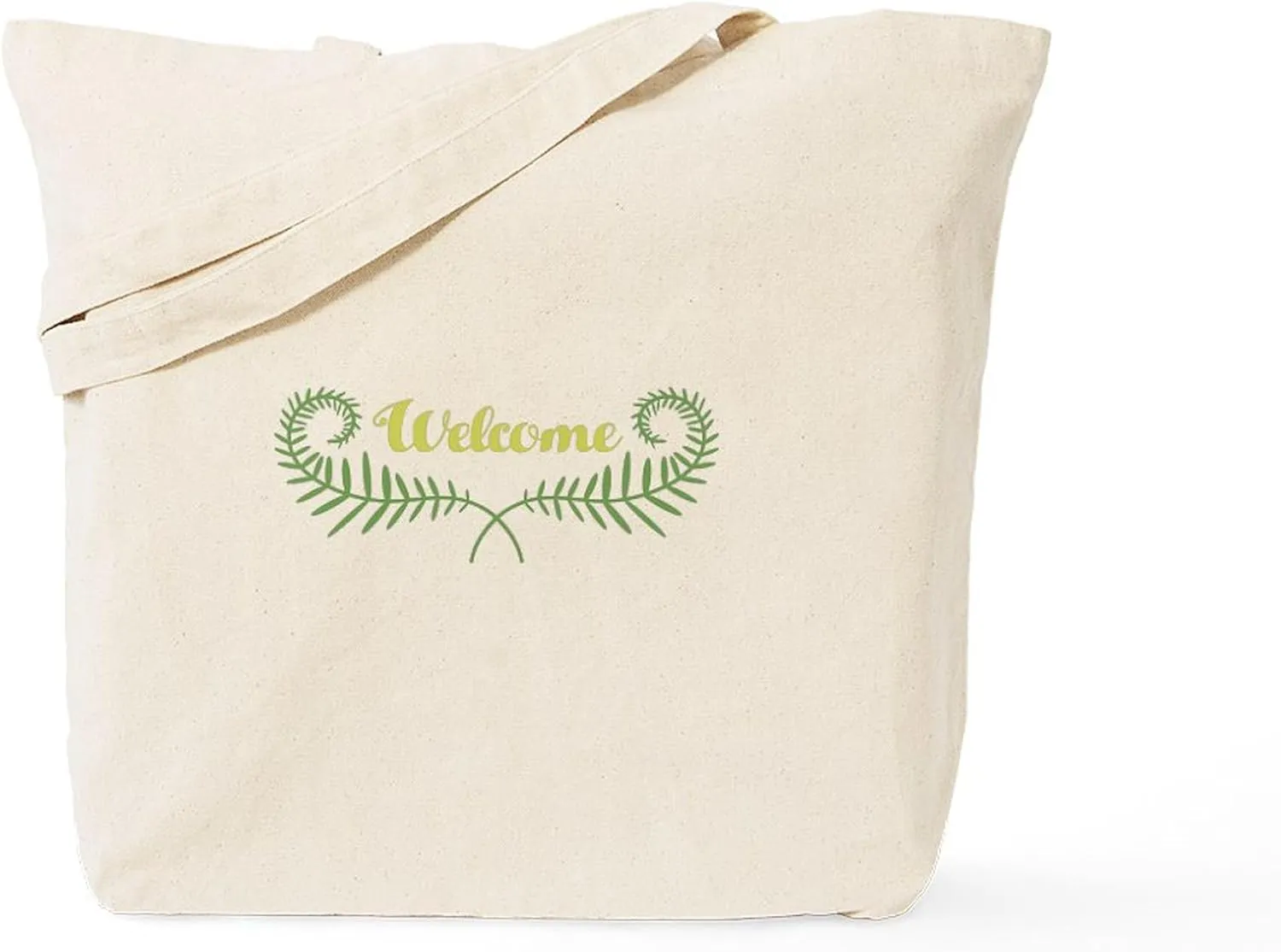 CafePress Welcome Fern Tote Bag Reusable Natural Beige Canvas Shopping Bag