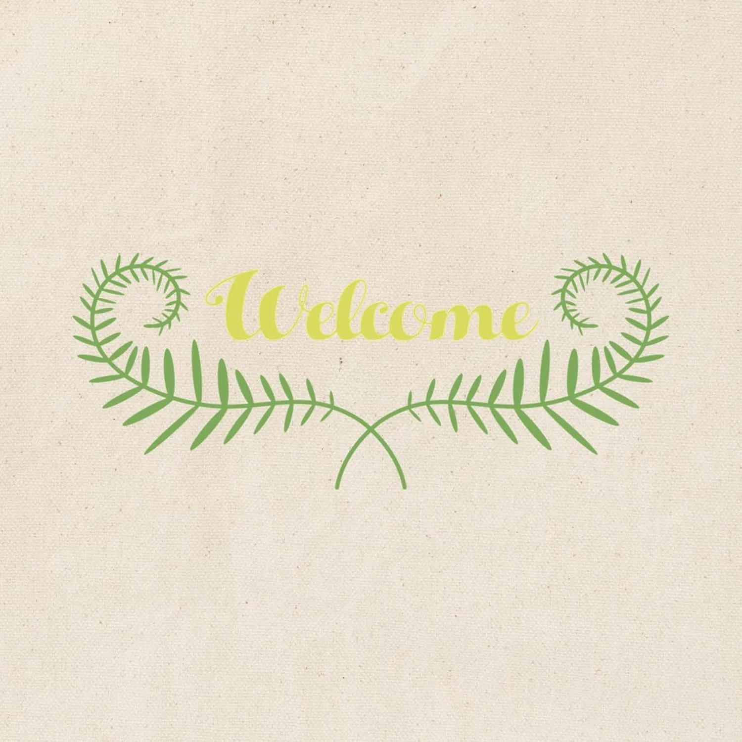 CafePress Welcome Fern Tote Bag Reusable Natural Beige Canvas Shopping Bag