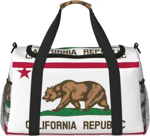 California State Flag print Large Canvas Travel Duffel Bag Weekender Bags for Women Overnight Bag Carry On Tote Bag