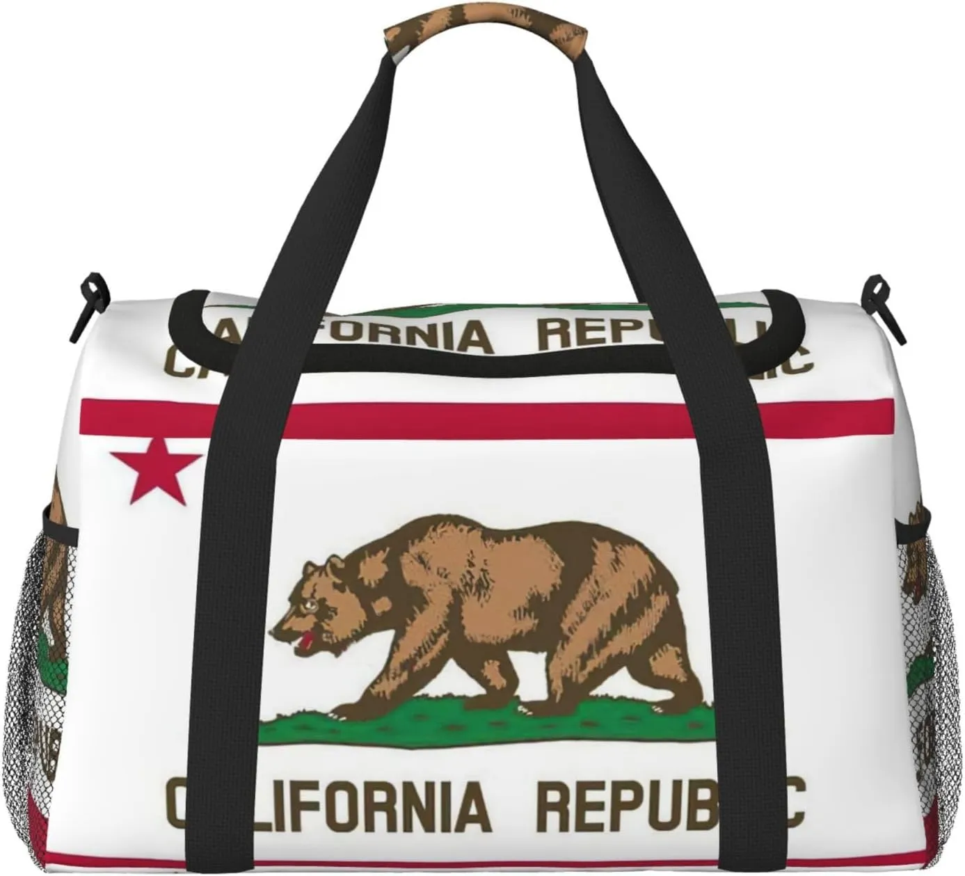 California State Flag print Large Canvas Travel Duffel Bag Weekender Bags for Women Overnight Bag Carry On Tote Bag