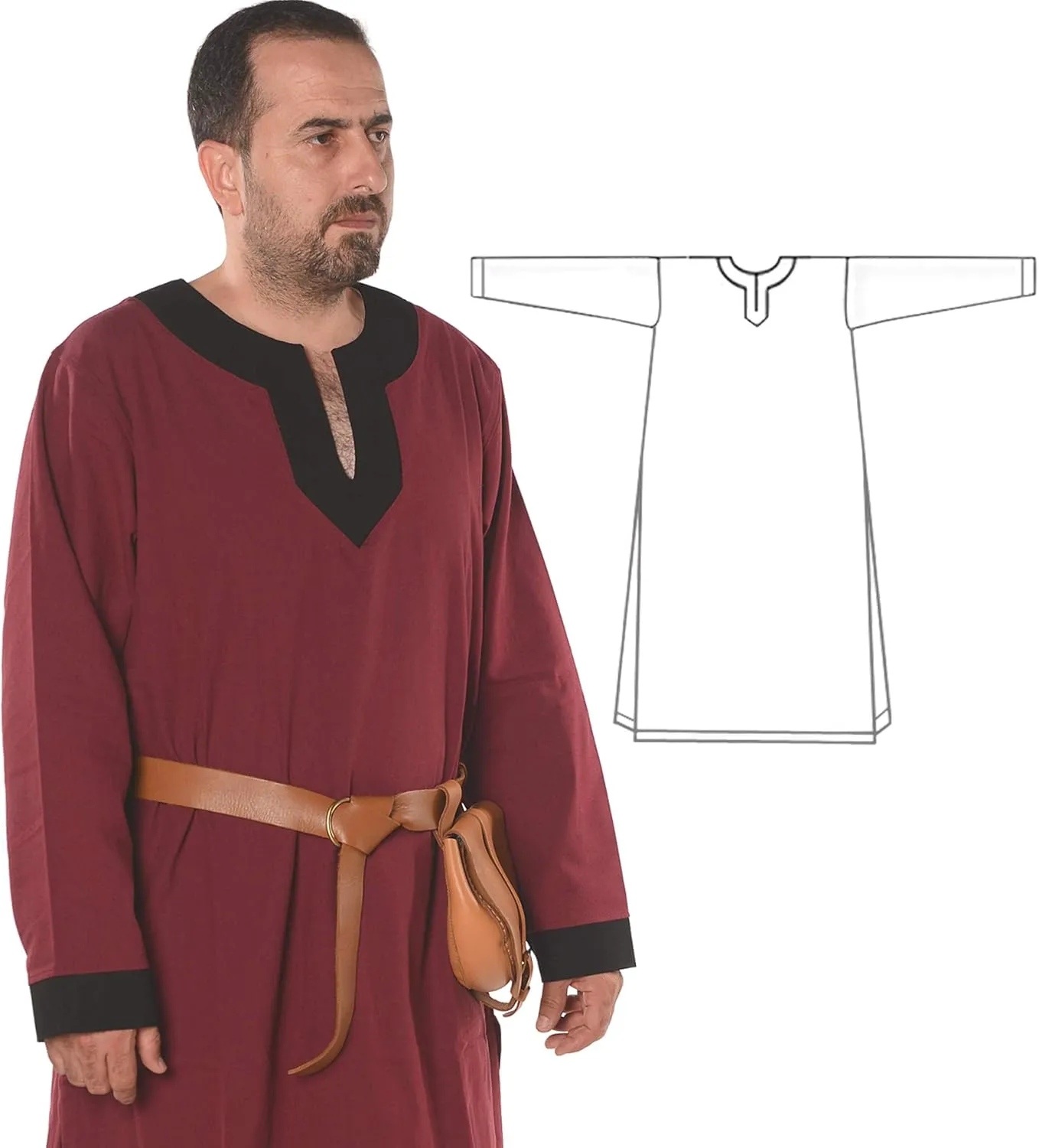Calvina Costumes Arthur Medieval, Viking, LARP and Renaissance Tunic by Formen - Made in Turke