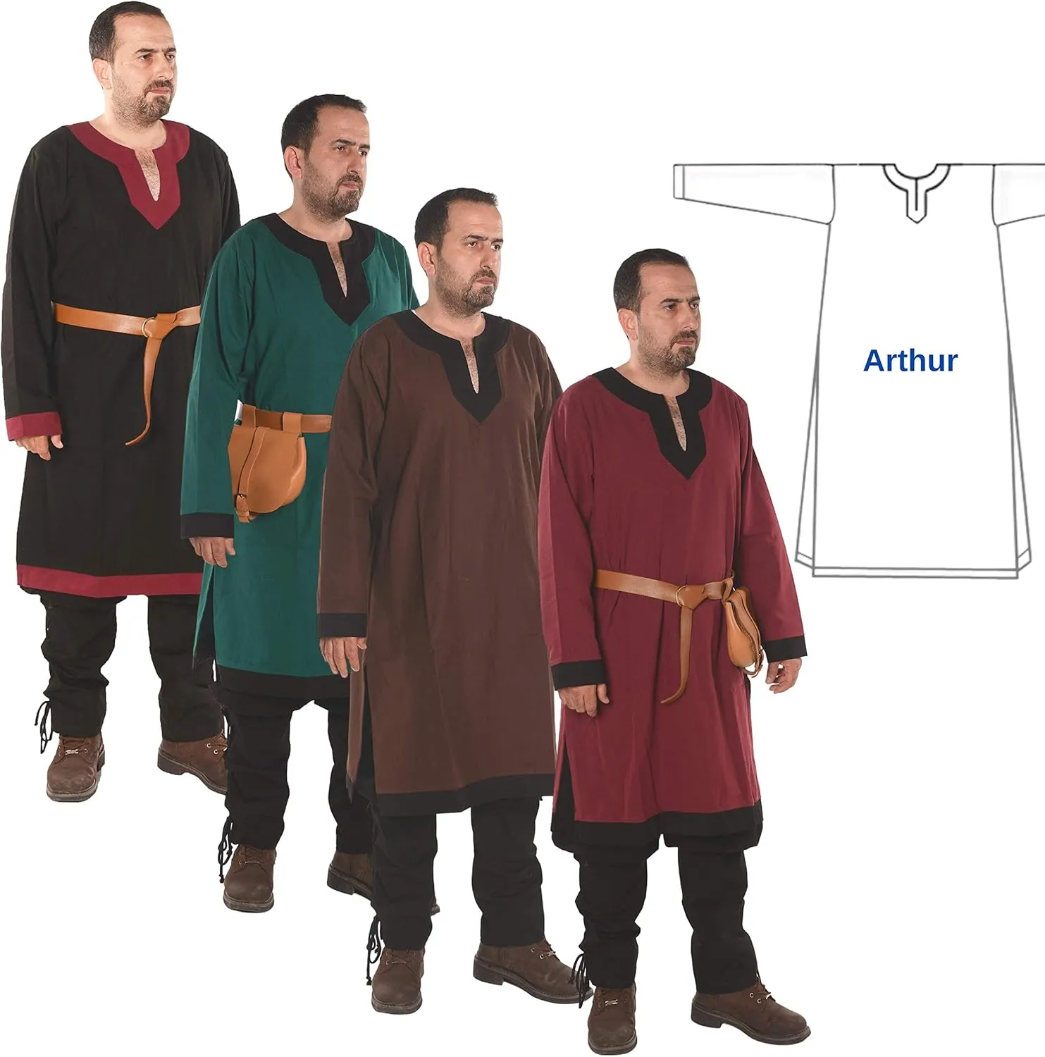 Calvina Costumes Arthur Medieval, Viking, LARP and Renaissance Tunic by Formen - Made in Turke