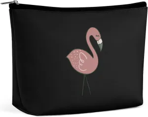 Campsite Flamingos Makeup Bag Portable Travel Cosmetic Bag Large Zipped Pouch PU Leather Organizer Bag Toiletry Bag