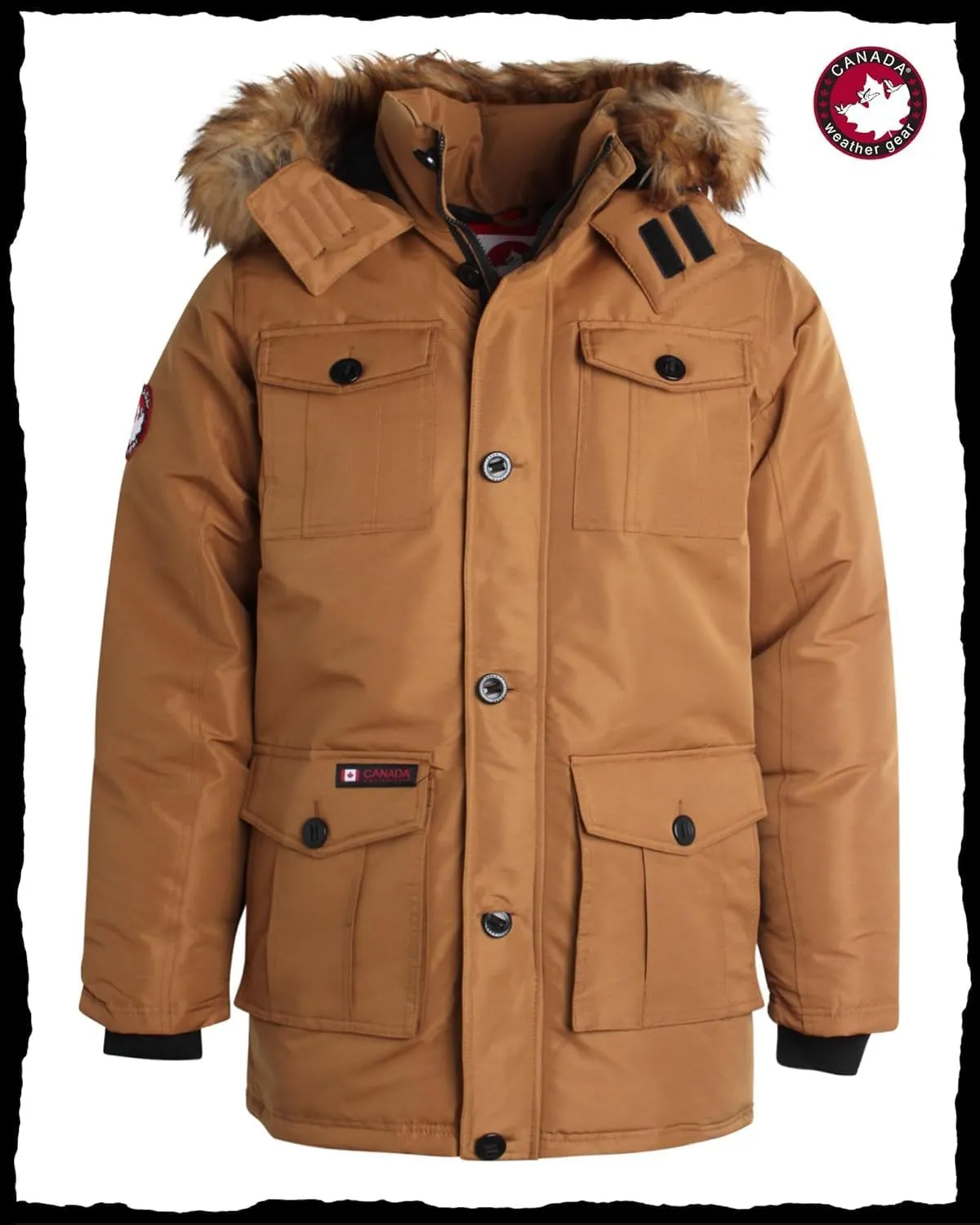 CANADA WEATHER GEAR Men's Winter Coat - Heavyweight Teflon Canvas Parka Jacket (M-XXL)