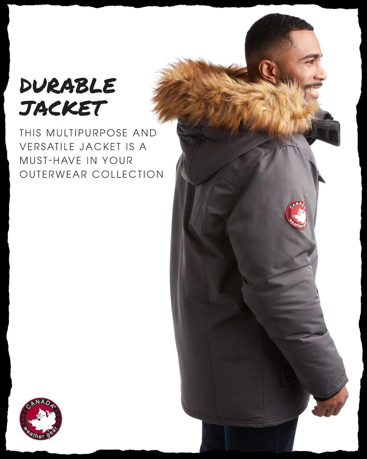 CANADA WEATHER GEAR Men's Winter Coat - Heavyweight Teflon Canvas Parka Jacket (M-XXL)