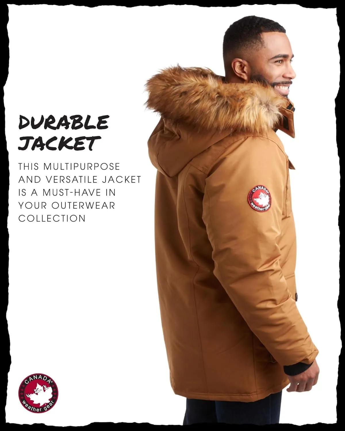 CANADA WEATHER GEAR Men's Winter Coat - Heavyweight Teflon Canvas Parka Jacket (M-XXL)