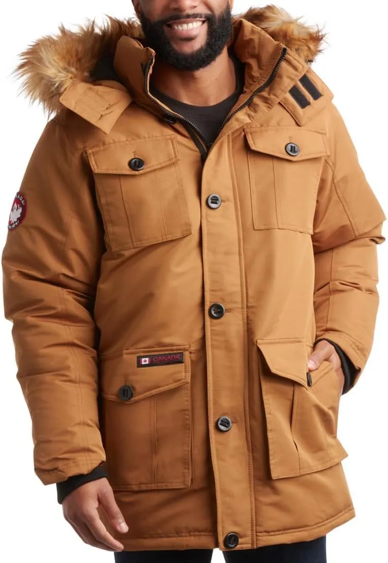 CANADA WEATHER GEAR Men's Winter Coat - Heavyweight Teflon Canvas Parka Jacket (M-XXL)