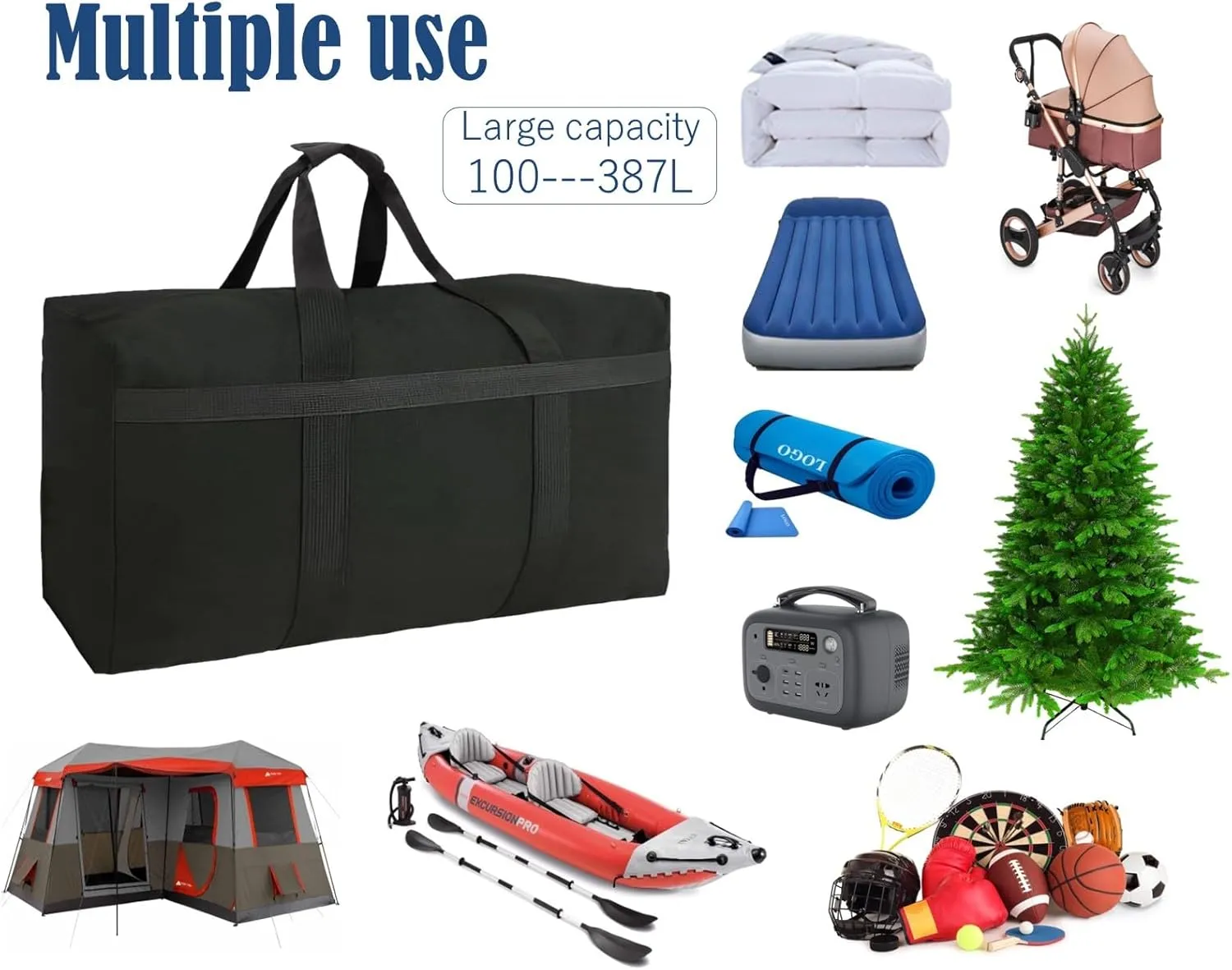 Canvas Duffle Bag Check In Bag Great for Traveling, Moving, Camping, Storage, College Kids and More (100L, Canvas)