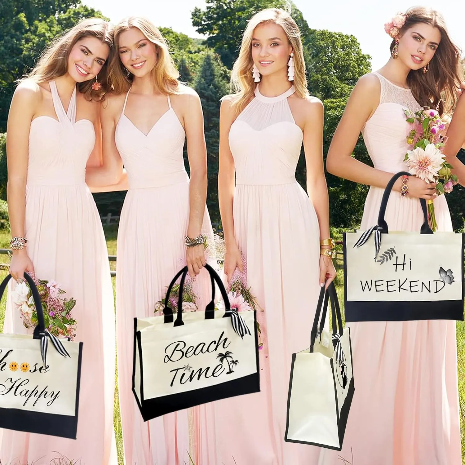 Canvas Tote Bag for Women - Beach Bag, Cat Lovers Tote, Bride & Bridesmaid Gift