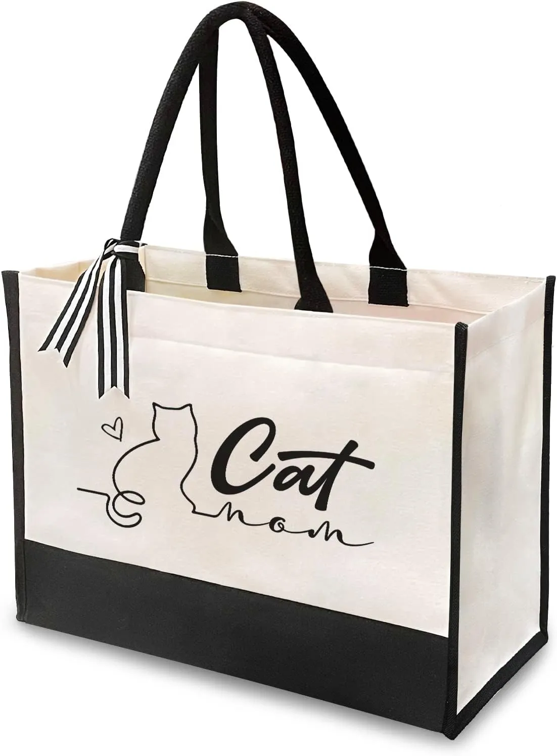 Canvas Tote Bag for Women - Beach Bag, Cat Lovers Tote, Bride & Bridesmaid Gift