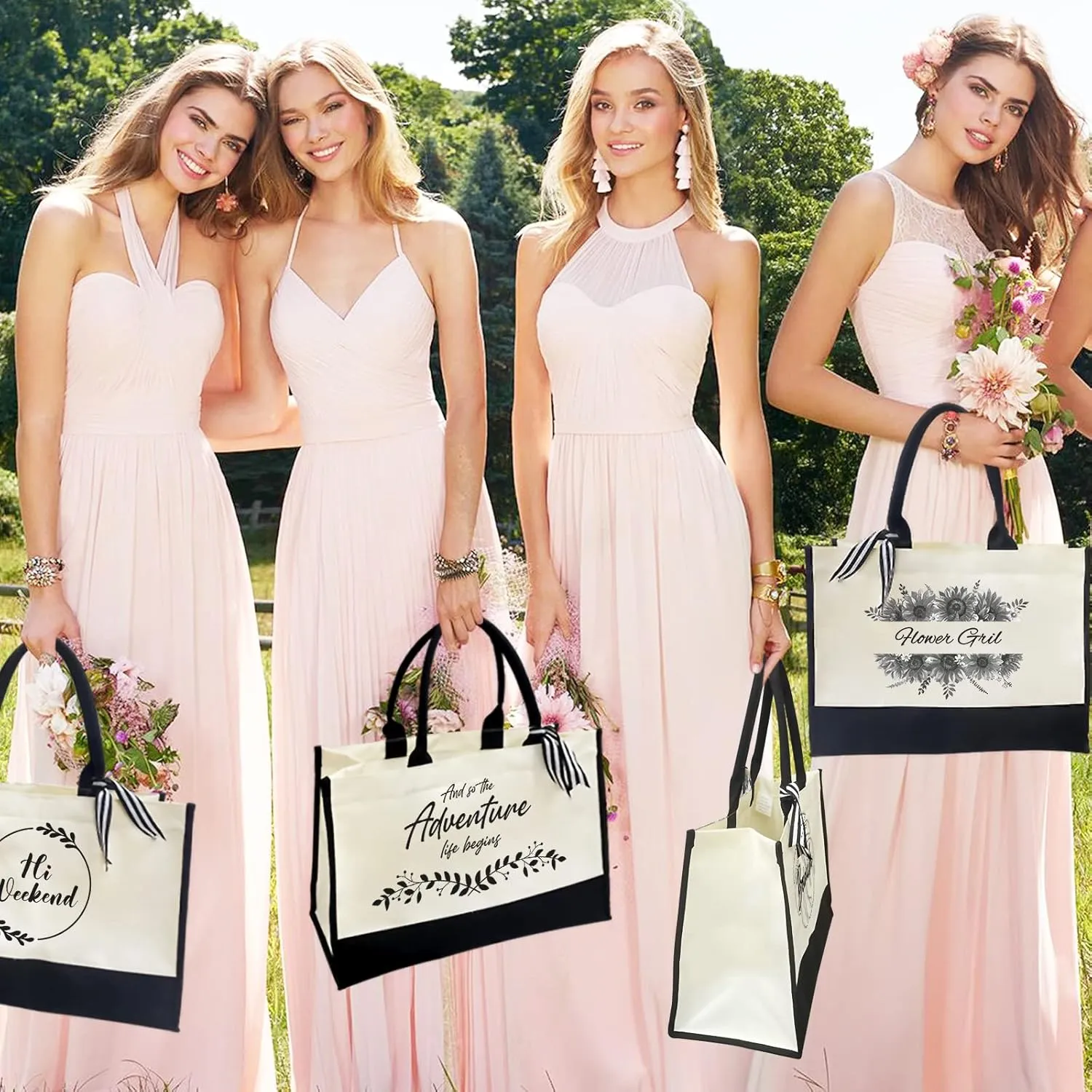 Canvas Tote Bag for Women - Beach Bag, Cat Lovers Tote, Bride & Bridesmaid Gift