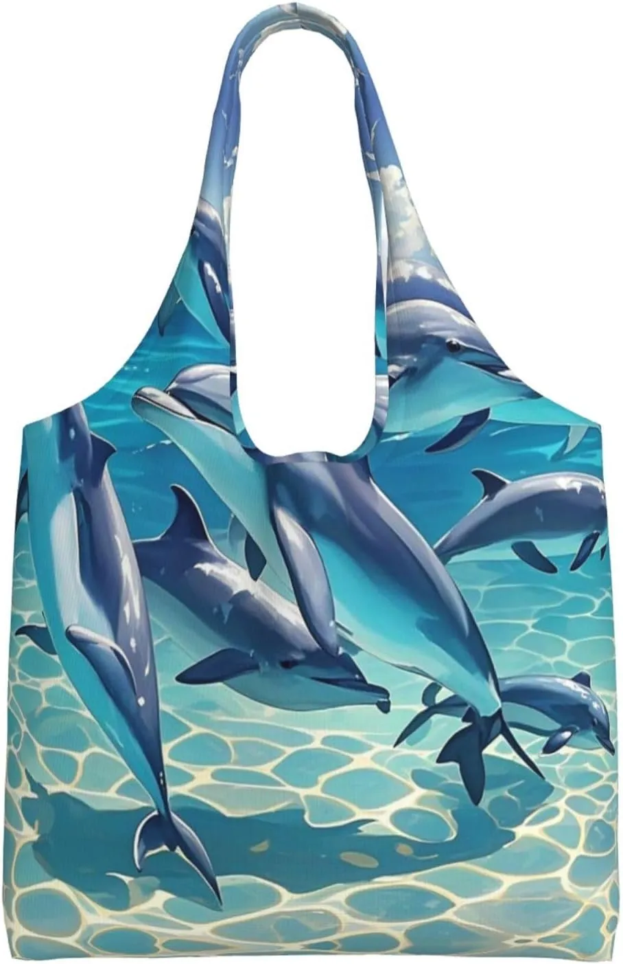 Canvas Tote Bag Lightweight Reusable Grocery Shopping Bag Dreamy Gradient Mermaid Scales Handbag for Women Men
