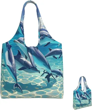 Canvas Tote Bag Lightweight Reusable Grocery Shopping Bag Dreamy Gradient Mermaid Scales Handbag for Women Men