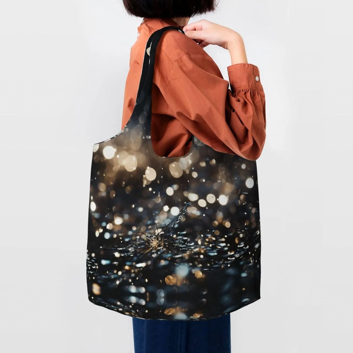 Canvas Tote Bag Lightweight Reusable Grocery Shopping Bag Smudged Color Handbag for Women Men