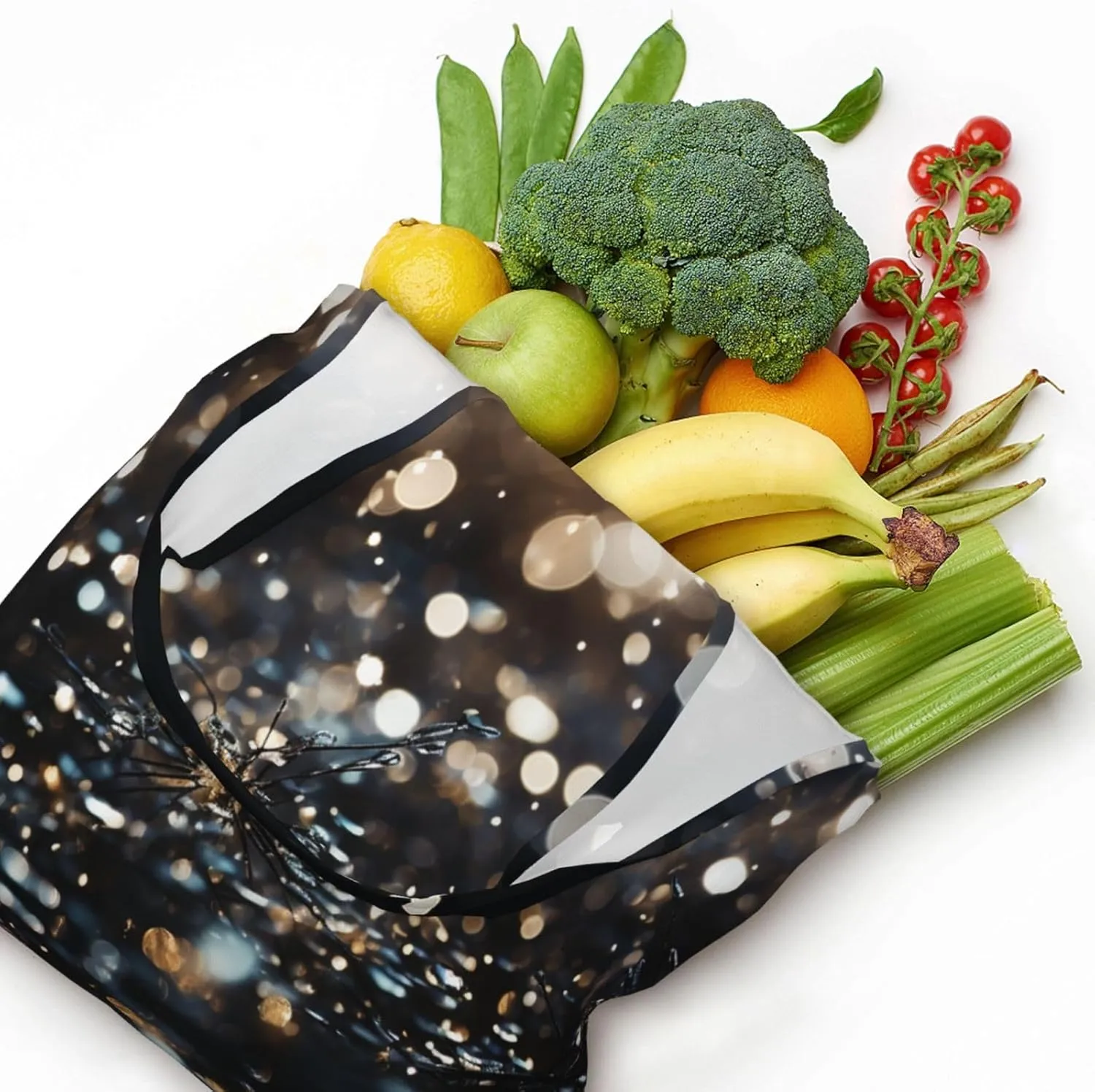 Canvas Tote Bag Lightweight Reusable Grocery Shopping Bag Smudged Color Handbag for Women Men