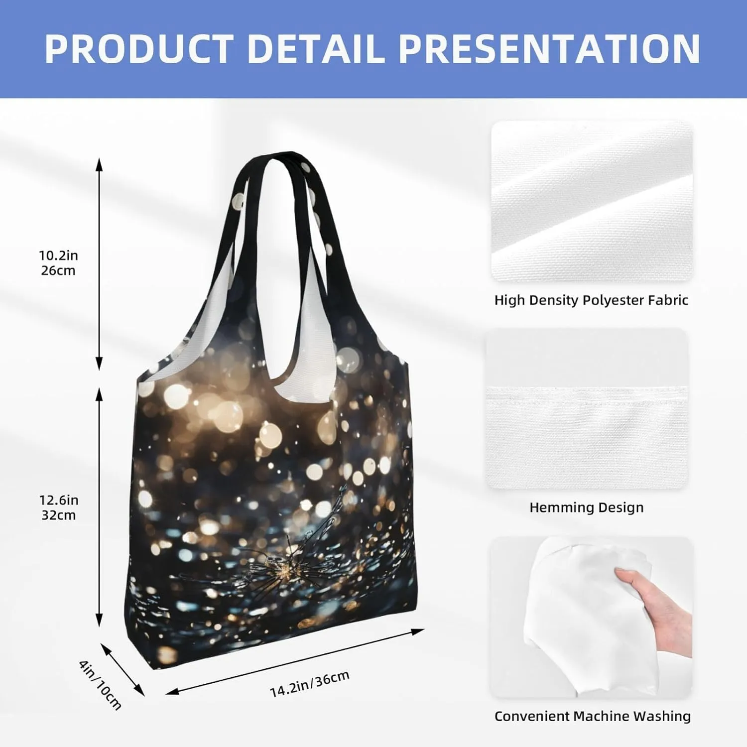 Canvas Tote Bag Lightweight Reusable Grocery Shopping Bag Smudged Color Handbag for Women Men