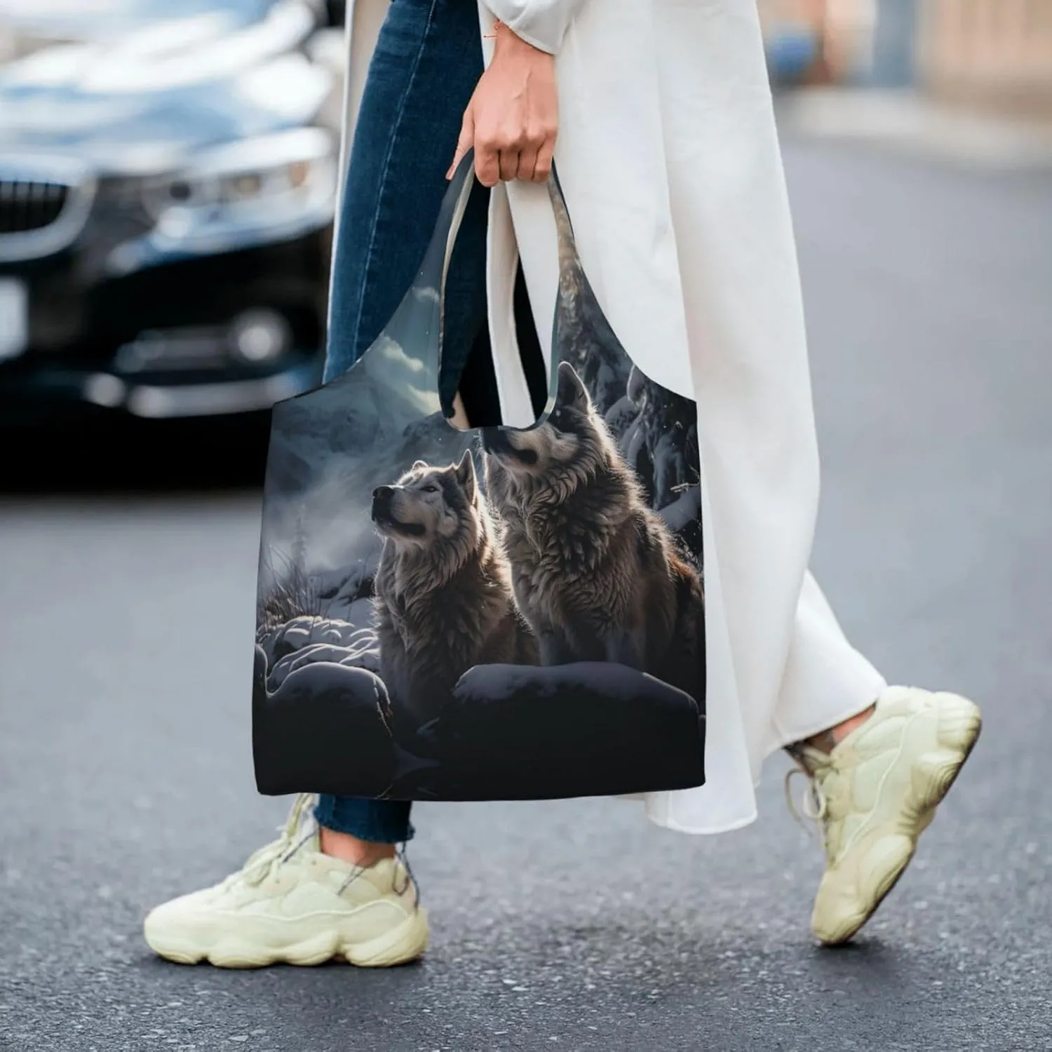 Canvas Tote Bag Lightweight Reusable Grocery Shopping Bag Yellow Flowers Handbag for Women Men