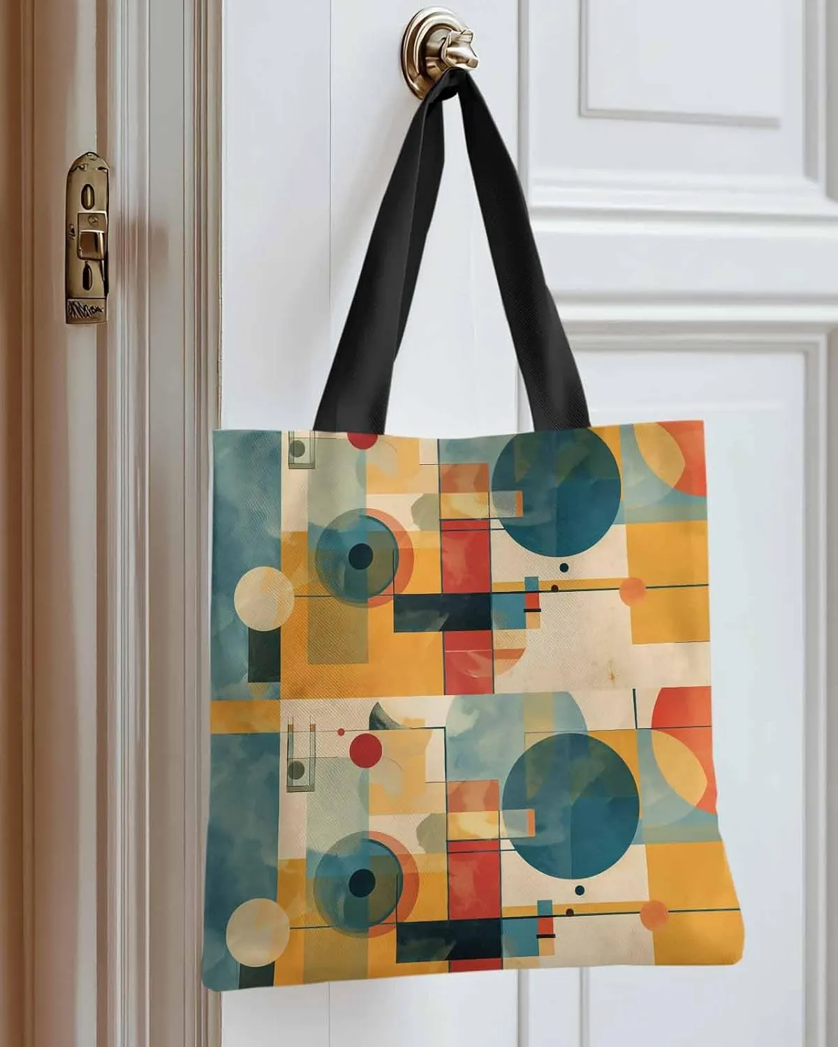 Canvas Tote Bag Retro Abstract Oil Painting Impressionist Design Reusable Grocery Shopping Bags Shoulder Bag for Gym Work