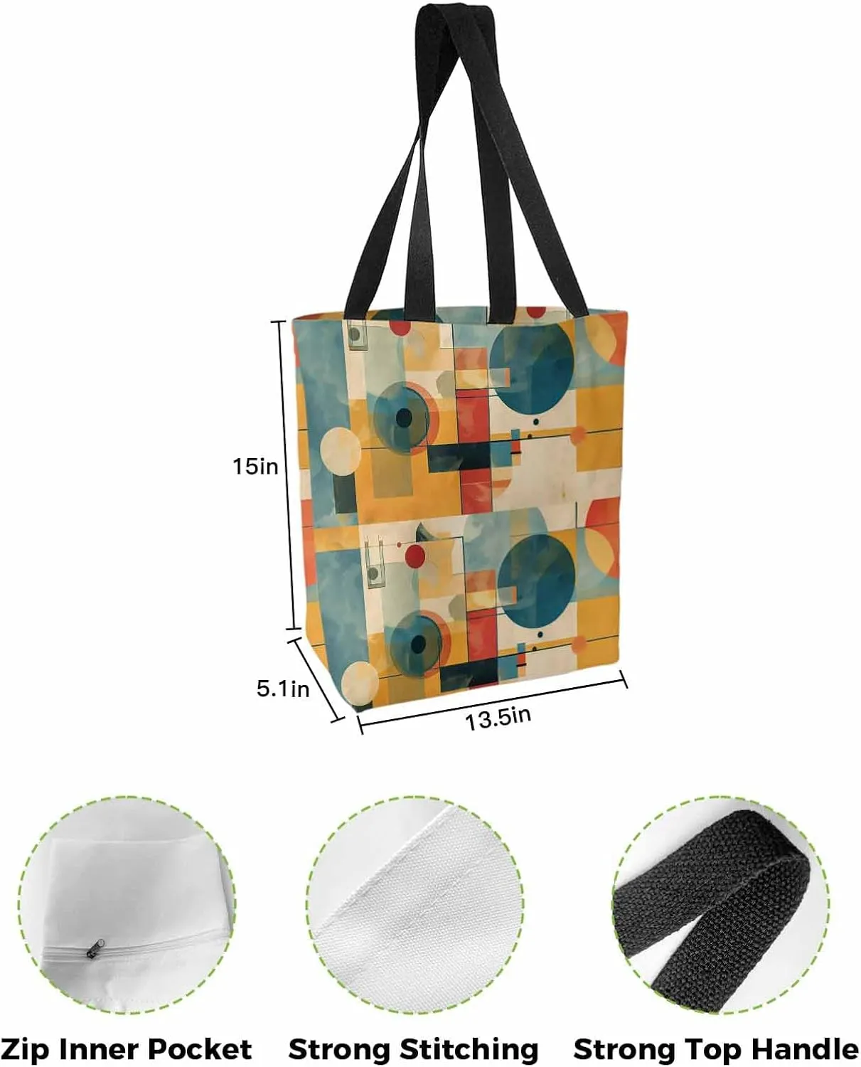 Canvas Tote Bag Retro Abstract Oil Painting Impressionist Design Reusable Grocery Shopping Bags Shoulder Bag for Gym Work