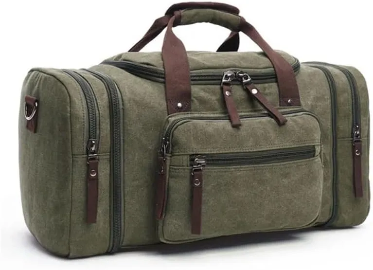 Canvas Travel Bags Large Capacity Carry On Luggage Bags Men Duffel Bag Travel Tote Weekend Bag Dropshipping(Green)