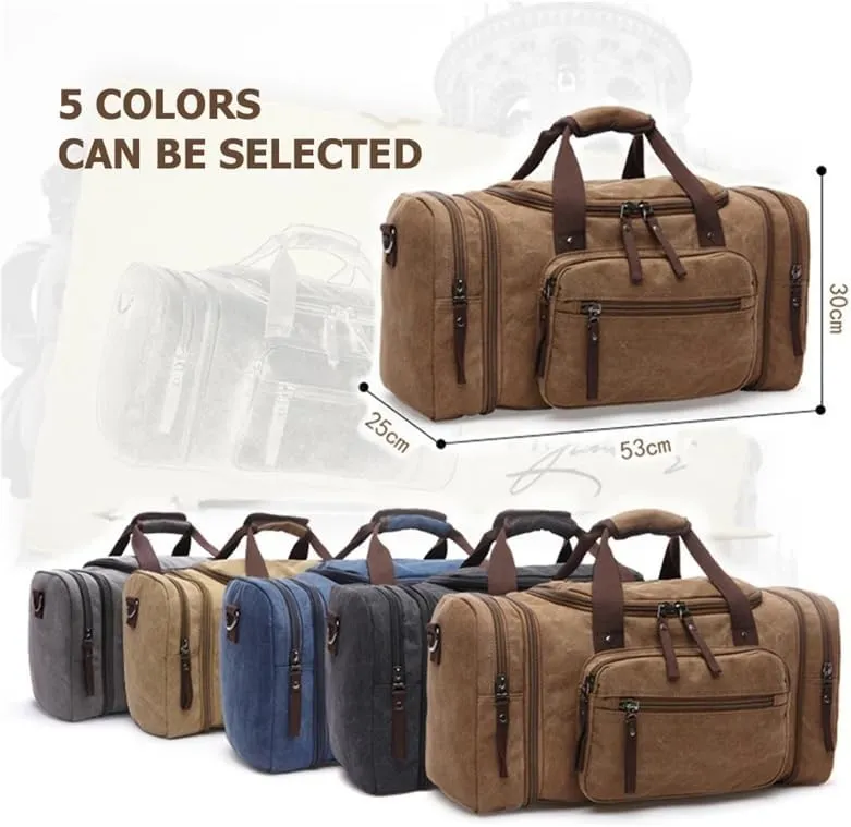 Canvas Travel Bags Large Capacity Carry On Luggage Bags Men Duffel Bag Travel Tote Weekend Bag Dropshipping(Green)