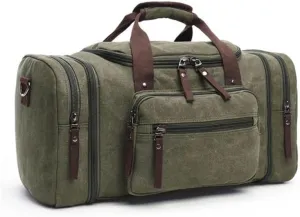 Canvas Travel Bags Large Capacity Carry On Luggage Bags Men Duffel Bag Travel Tote Weekend Bag Dropshipping(Green)