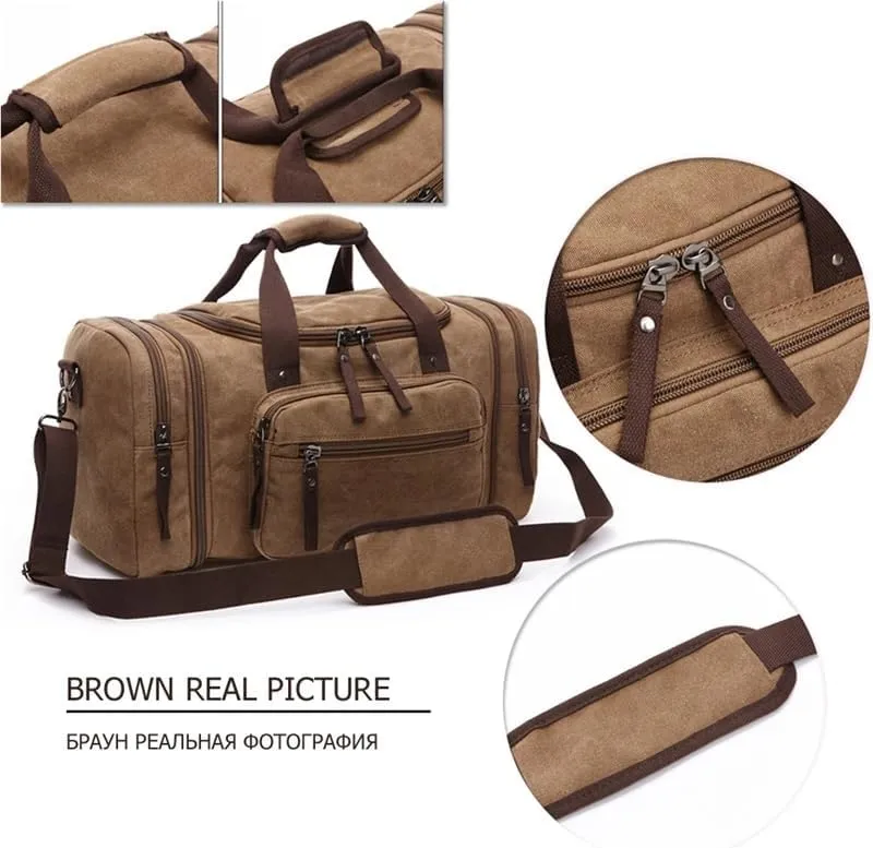 Canvas Travel Bags Large Capacity Carry On Luggage Bags Men Duffel Bag Travel Tote Weekend Bag Dropshipping(Green)