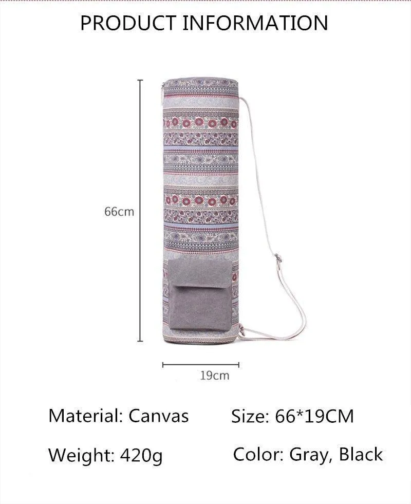 Canvas Yoga Mat Shoulder Duffle Tote Bag