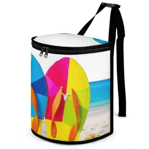 Car Garbage Bag, Colorful Flip Flops Beach Ball Print Car Trash Can Car Trash Bag Car Garbage Organizer Car Garbage Can with Lid