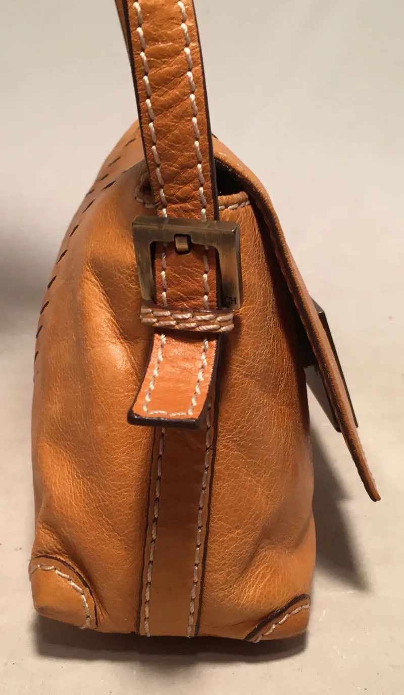 Carolina Herrera Tan Leather Mini Handbag Baguette