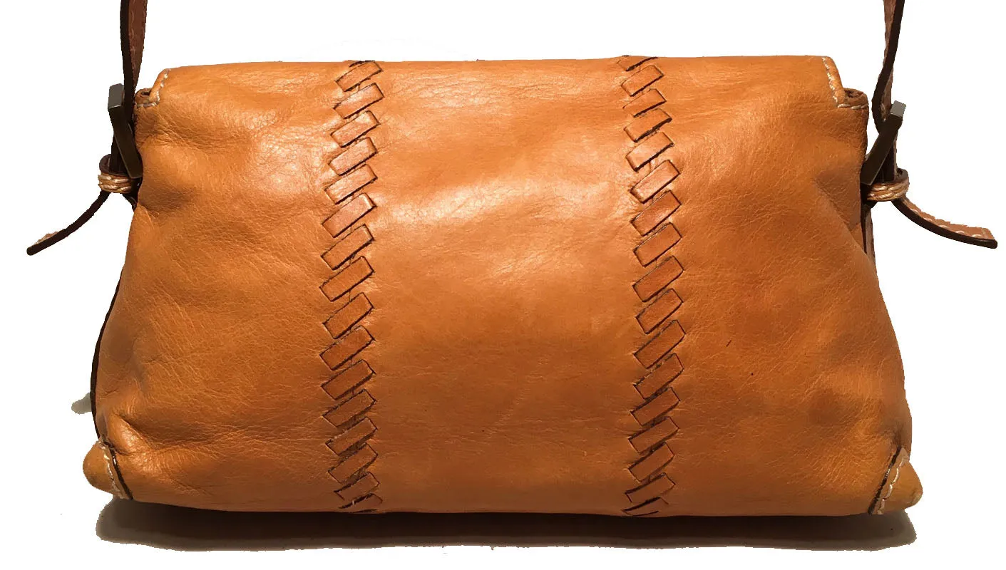 Carolina Herrera Tan Leather Mini Handbag Baguette