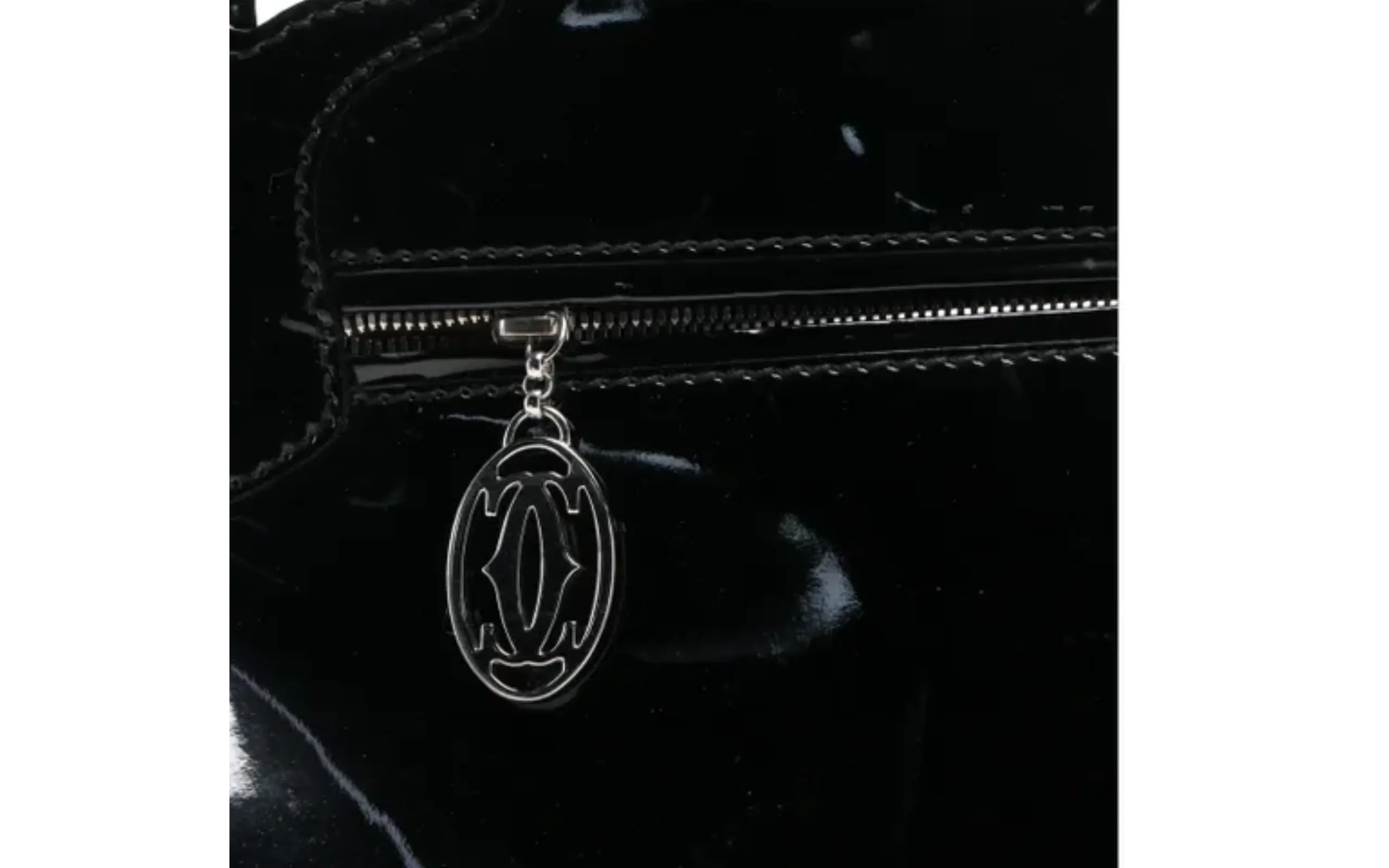 Cartier Large Handbag in Black Patent Leather